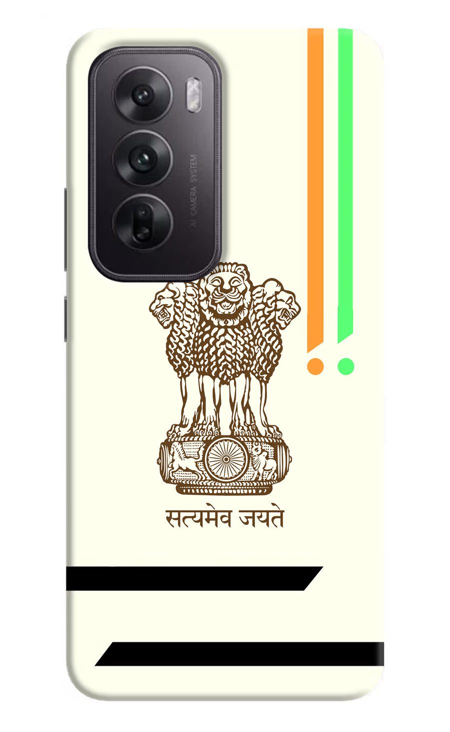 Satyamev Jayate Brown Logo Oppo Reno12 5G Back Cover, Hard case