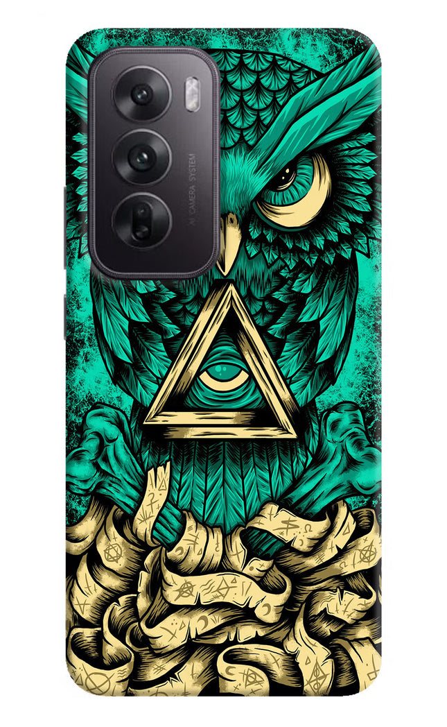 Green Owl Oppo Reno12 5G Hard Case Back Cover by Casekaro
