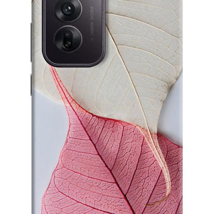 White Pink Leaf Oppo Reno12 5G Hard Case Back Cover by Casekaro