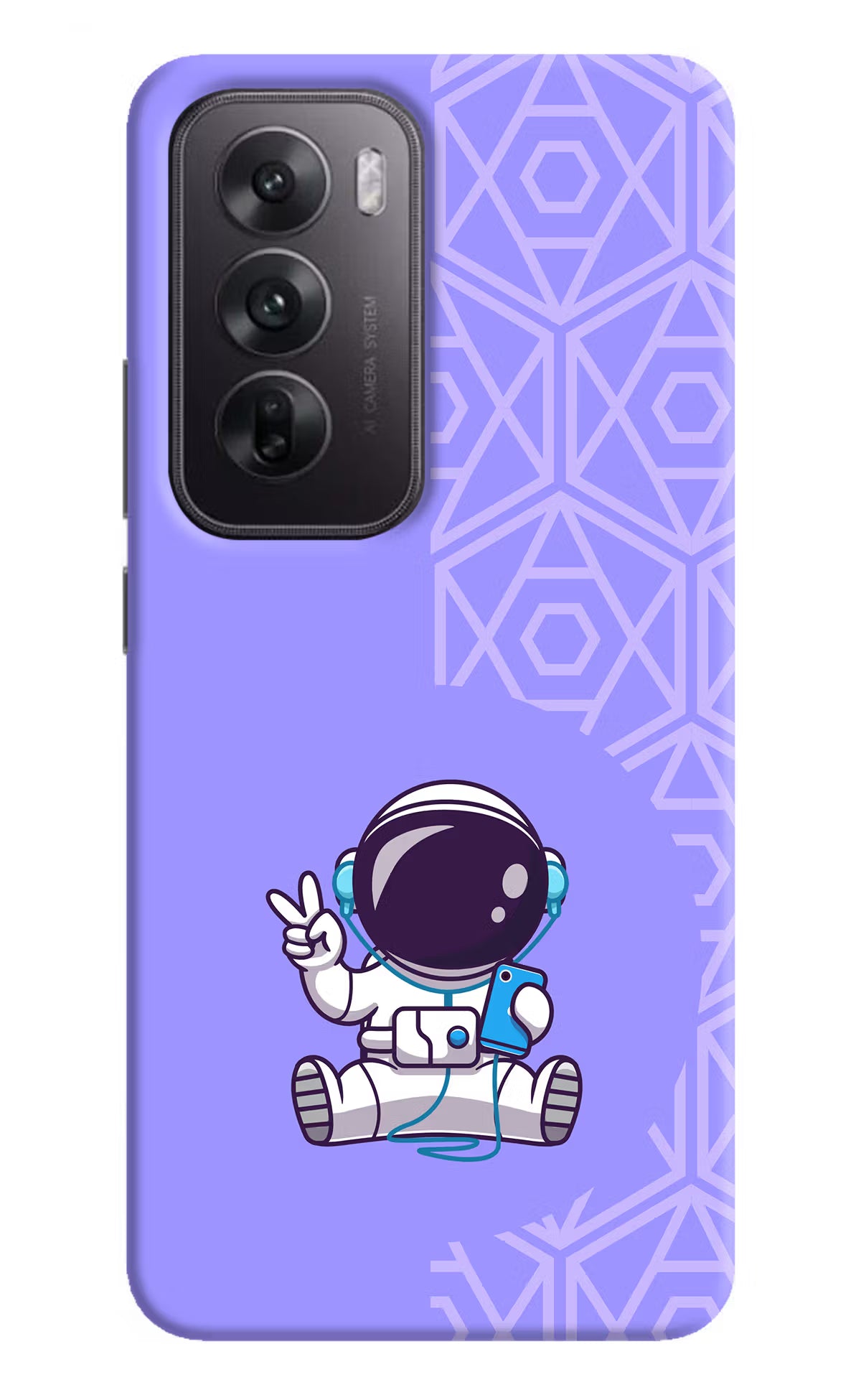 Cute Astronaut Chilling Oppo Reno12 5G Hard Case Back Cover by Casekaro