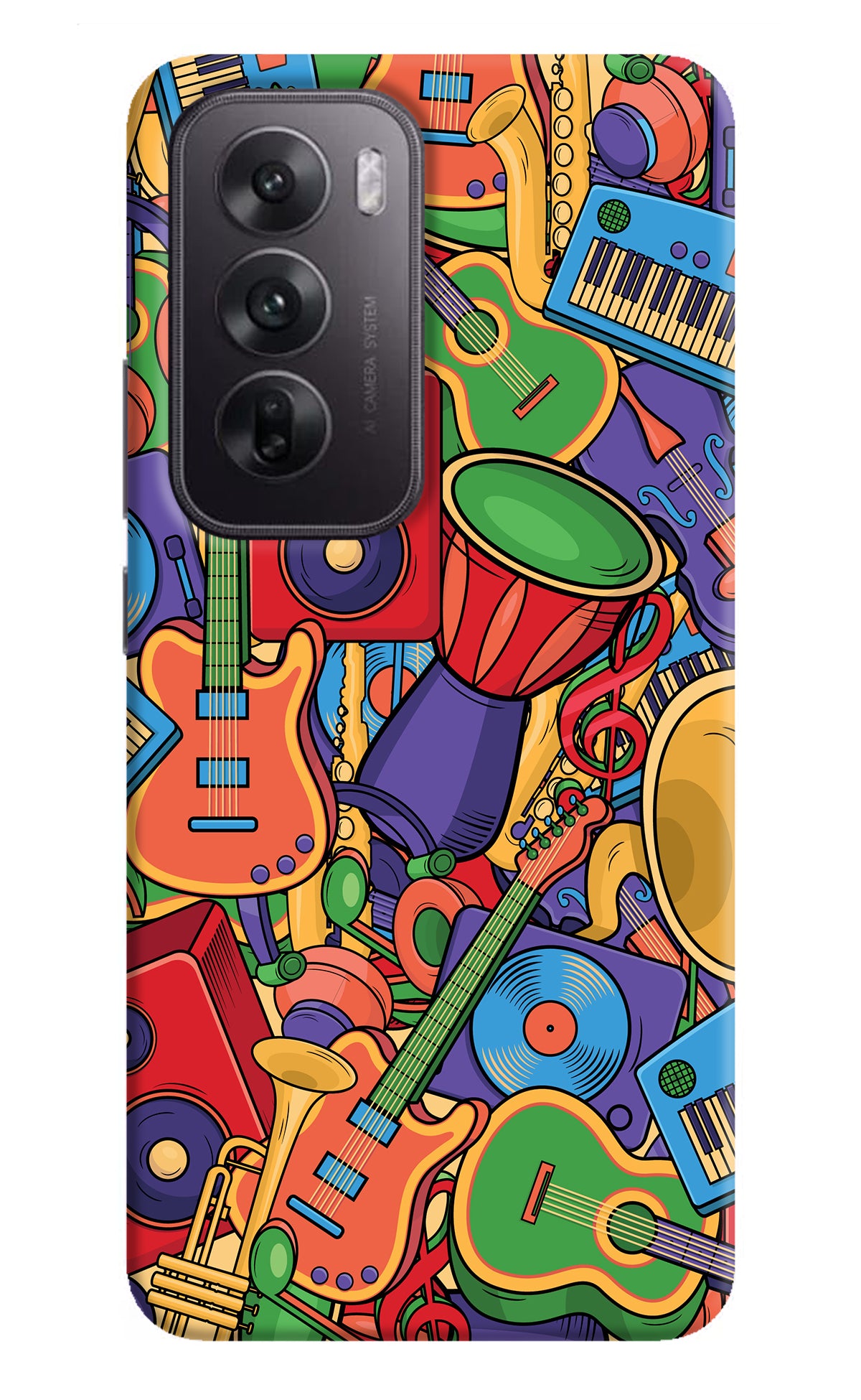 Music Instrument Doodle Oppo Reno12 5G Back Cover