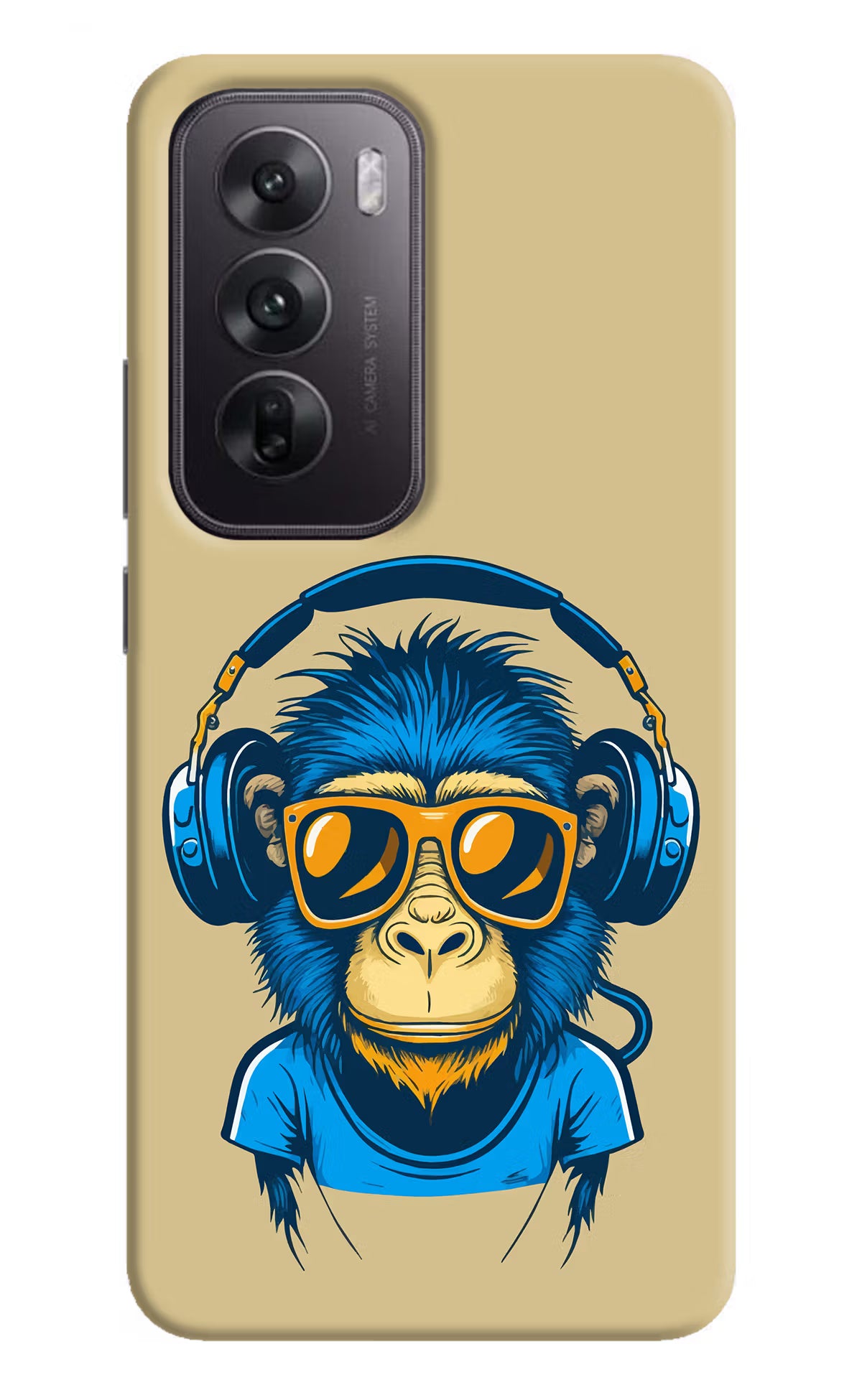 Monkey Headphone Oppo Reno12 5G Hard Case Back Cover by Casekaro