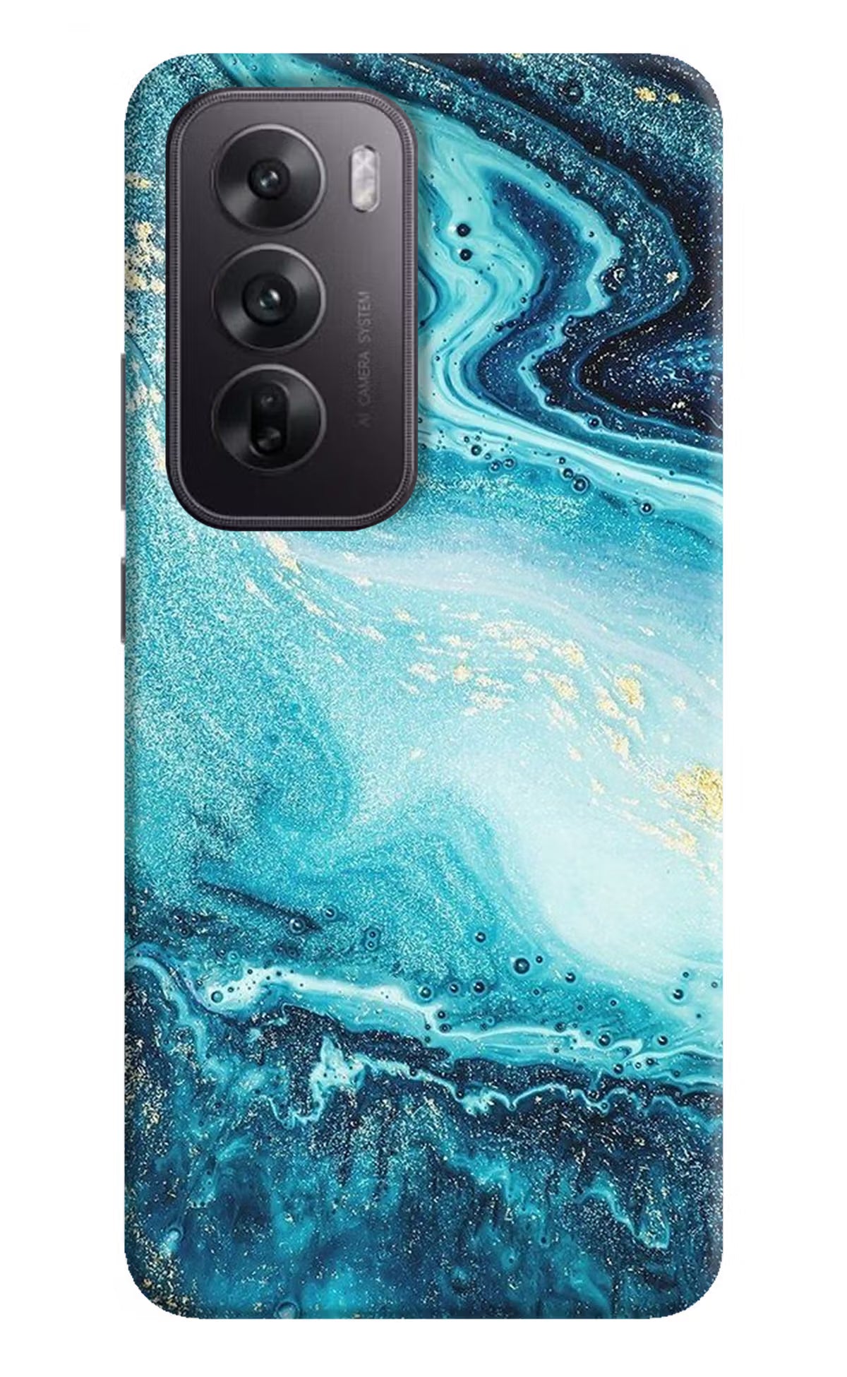 Blue Glitter Marble Oppo Reno12 5G Hard Case Back Cover by Casekaro