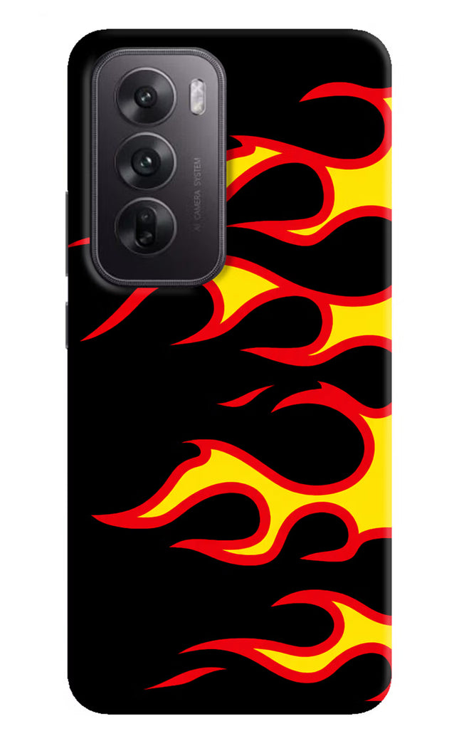 Side Sweep Flames Oppo Reno12 5G Hard Case Back Cover by Casekaro