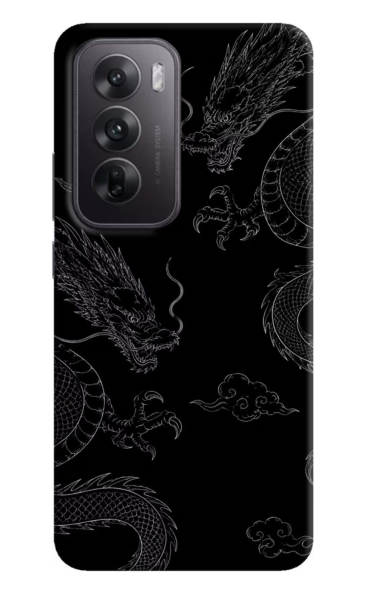 Twin Dragons Oppo Reno12 5G Hard Case Back Cover by Casekaro
