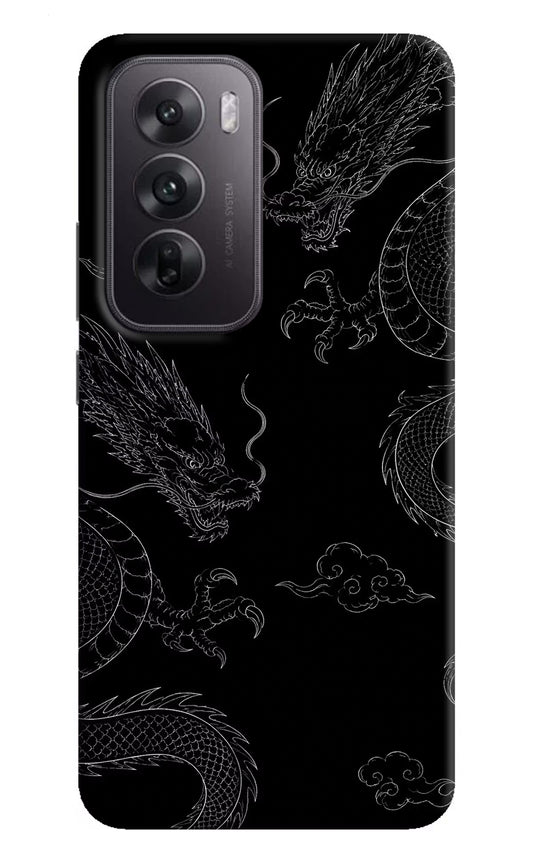 Twin Dragons Oppo Reno12 5G Hard Case Back Cover by Casekaro