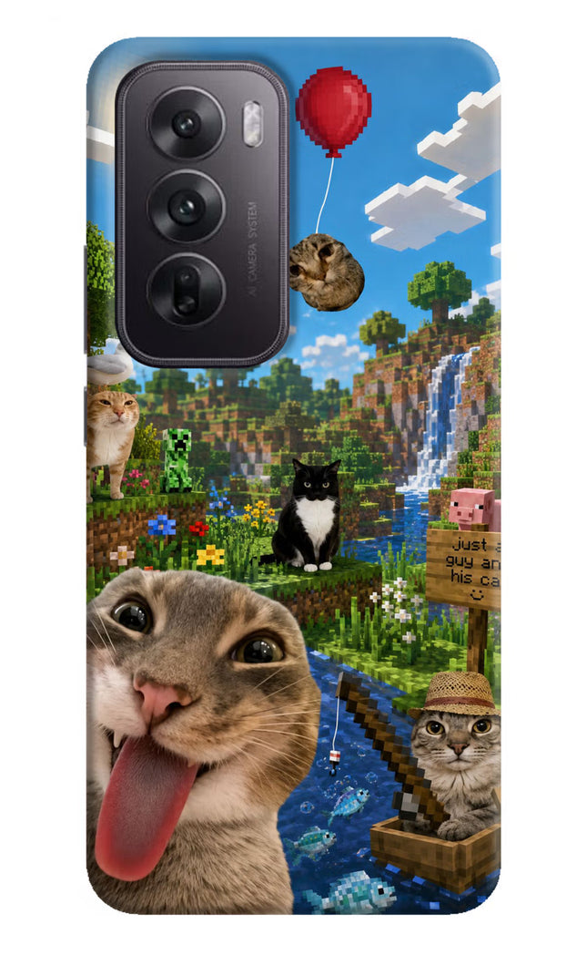 Minecraft Cat Chaos Oppo Reno12 5G Hard Case Back Cover by Casekaro
