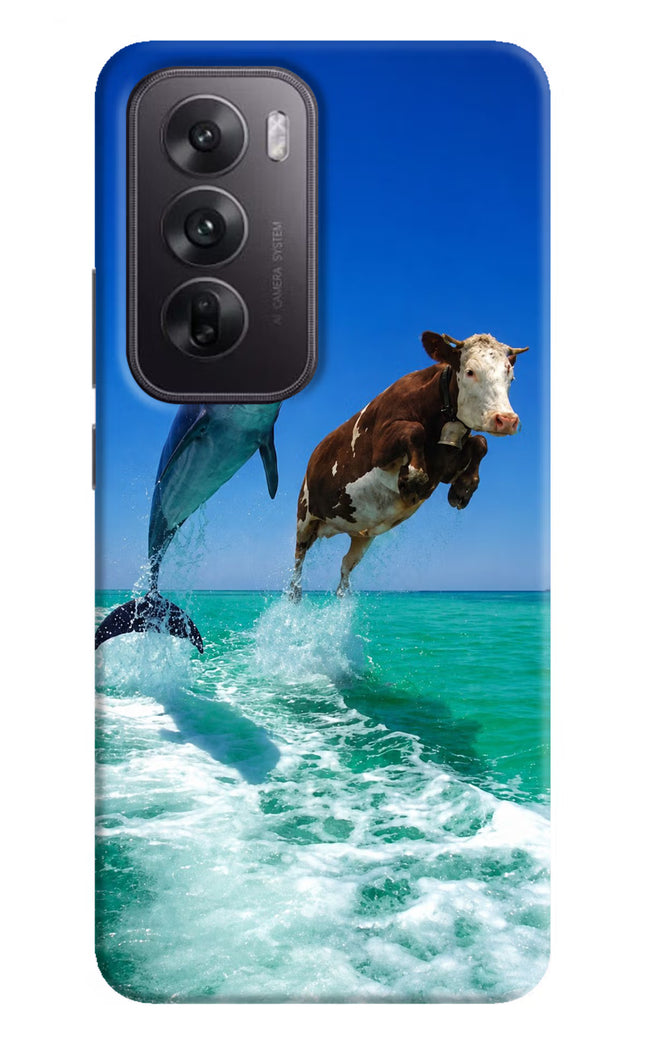 Dolphin vs Cow Oppo Reno12 5G Hard Case Back Cover by Casekaro