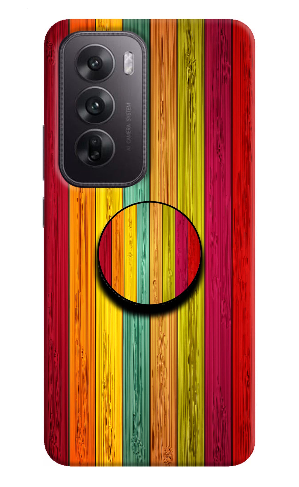 Multicolor Wooden Oppo Reno12 5G Pop Case