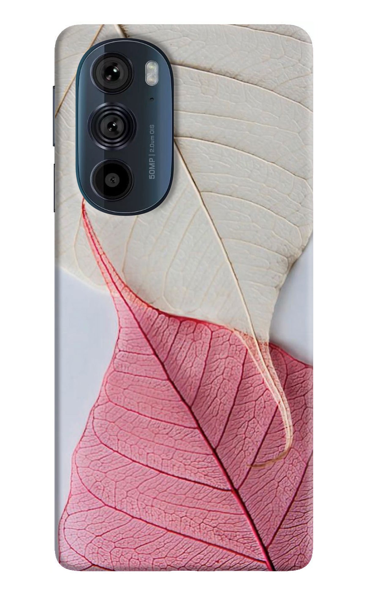 White Pink Leaf Moto Edge 30 Pro Back Cover