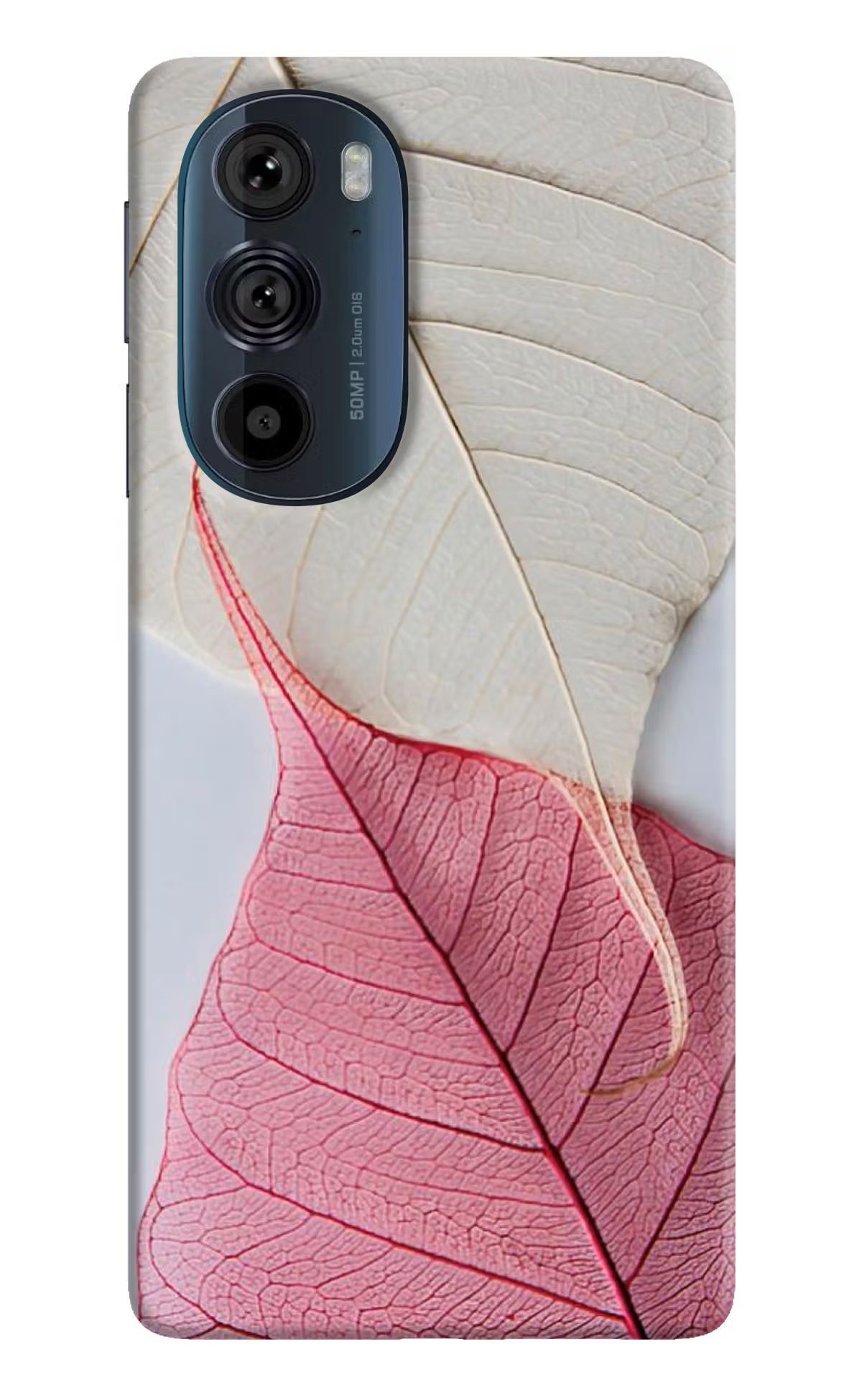 White Pink Leaf Moto Edge 30 Pro Hard Case Back Cover by Casekaro