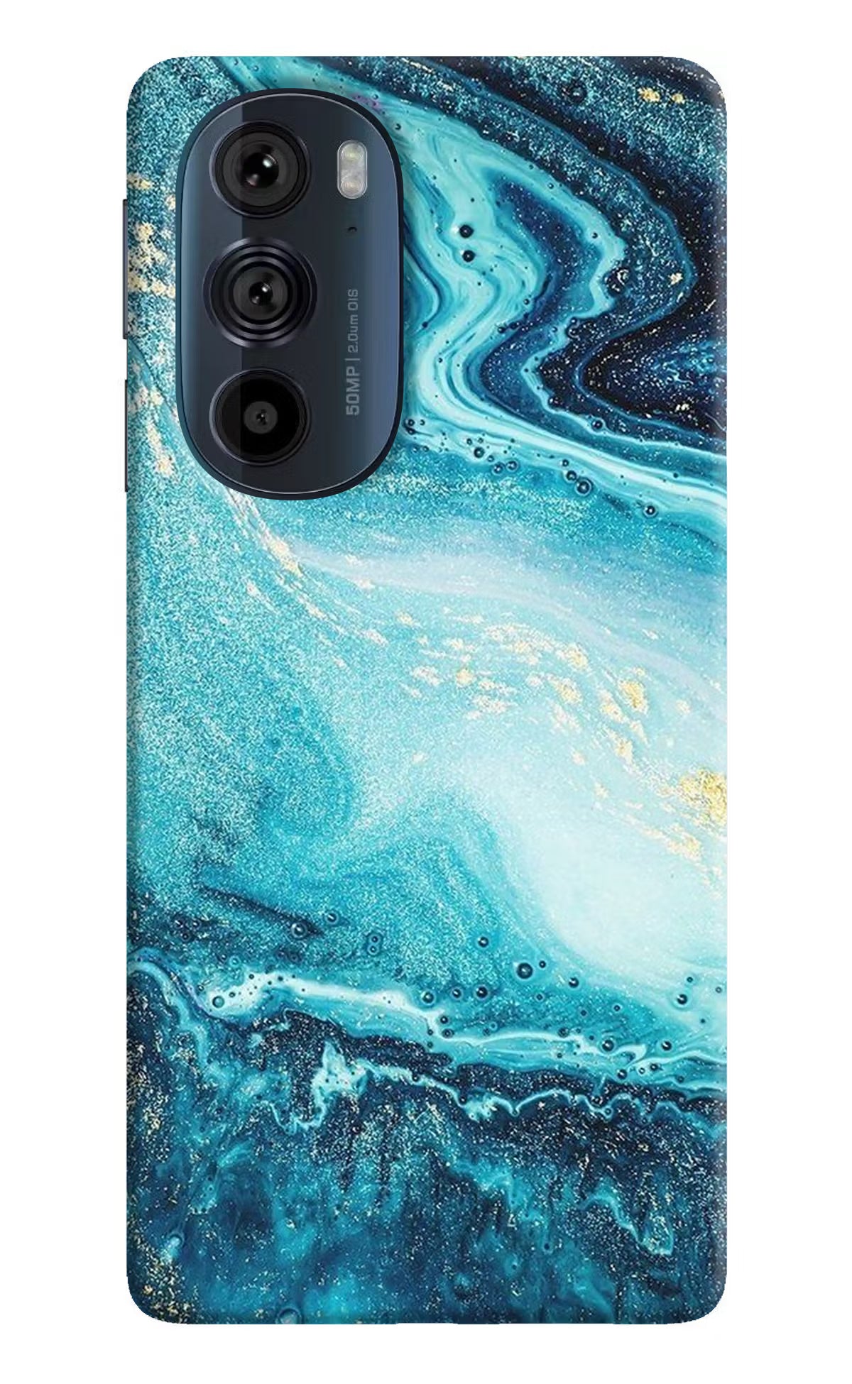 Blue Glitter Marble Moto Edge 30 Pro Hard Case Back Cover by Casekaro