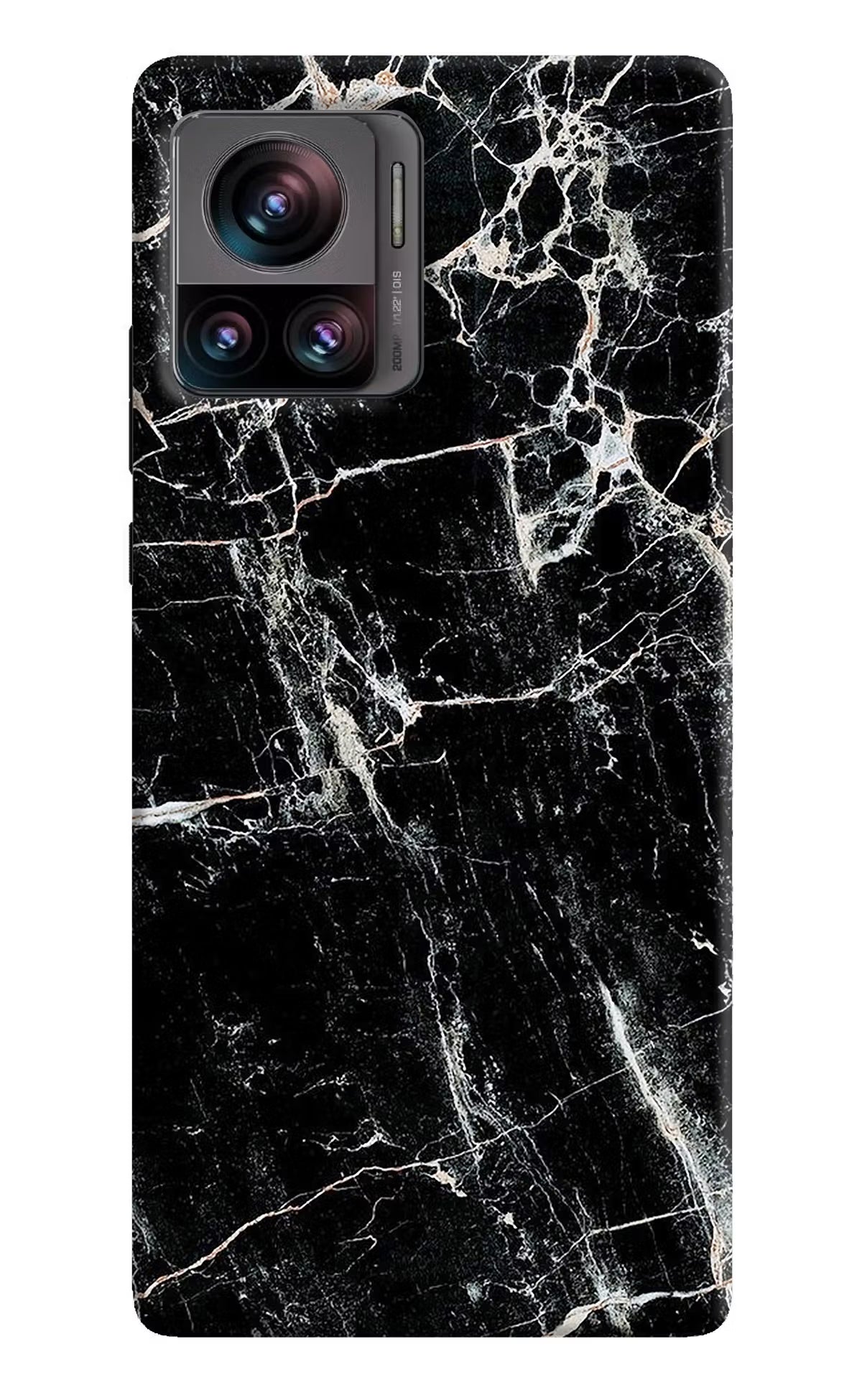 Black Marble Texture Moto Edge 30 Ultra Hard Case Back Cover by Casekaro