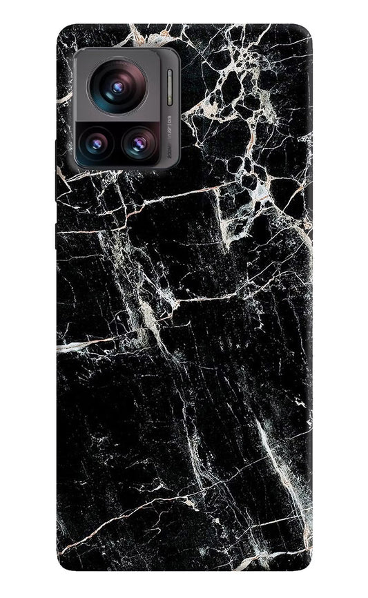 Black Marble Texture Moto Edge 30 Ultra Hard Case Back Cover by Casekaro