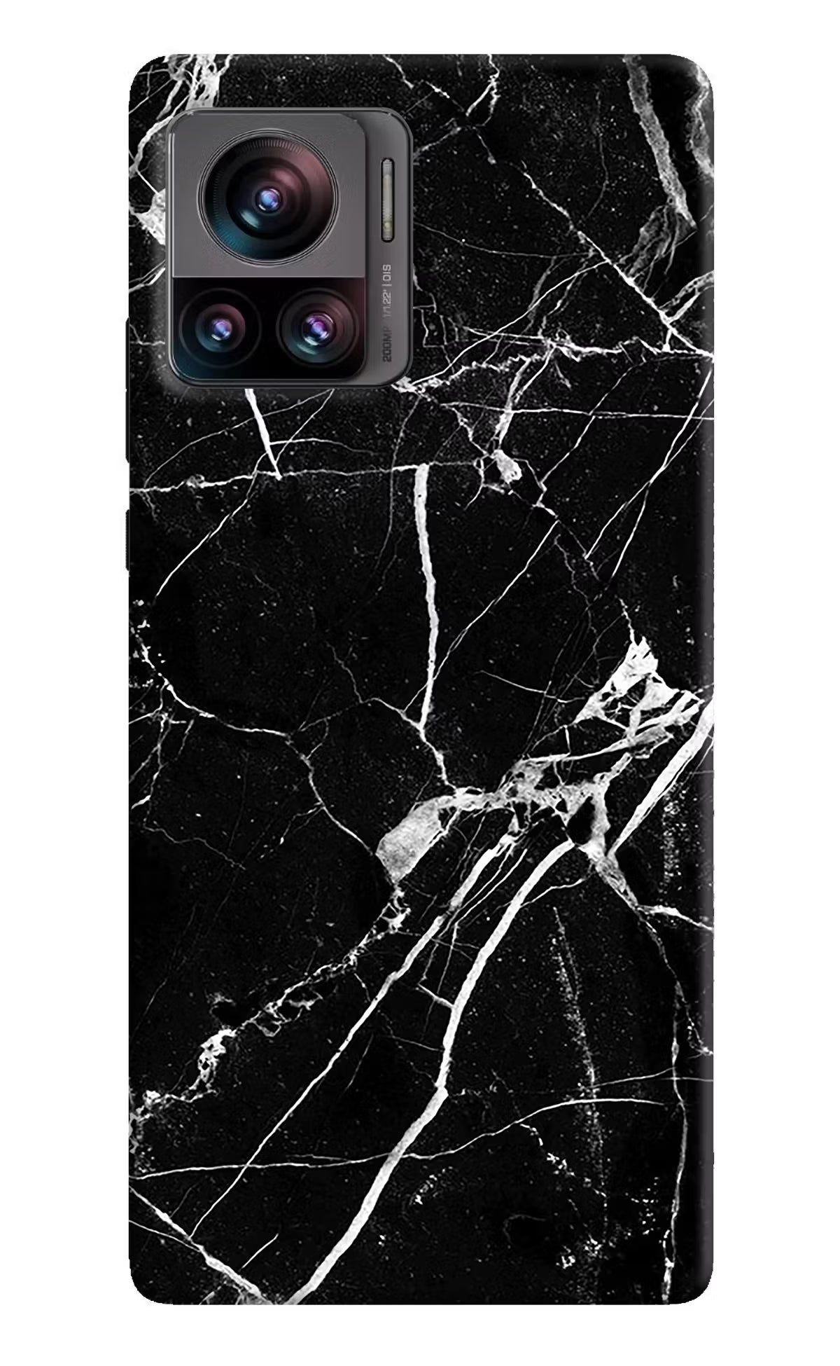 Black Marble Pattern Moto Edge 30 Ultra Hard Case Back Cover by Casekaro
