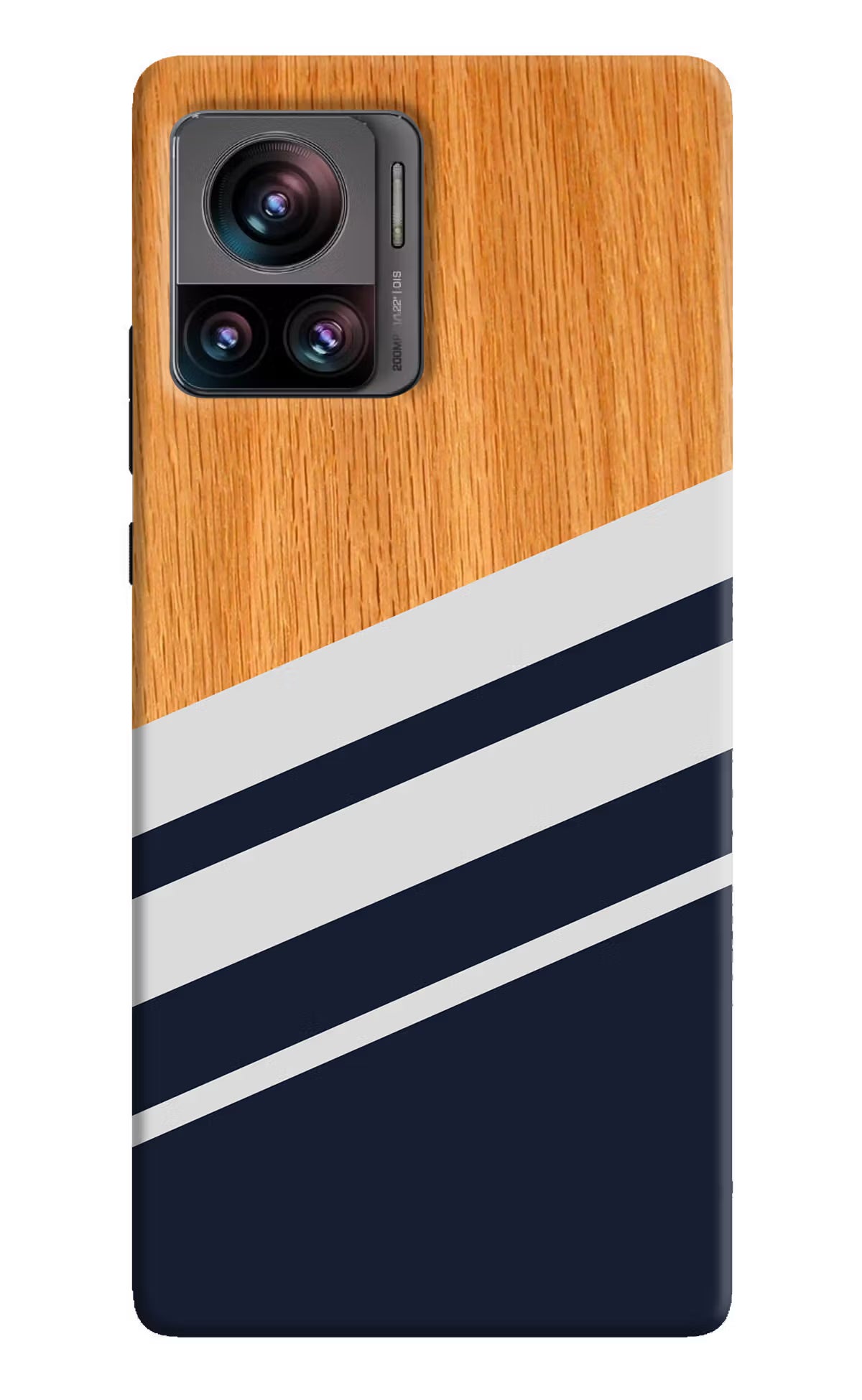 Blue and white wooden Moto Edge 30 Ultra Hard Case Back Cover by Casekaro
