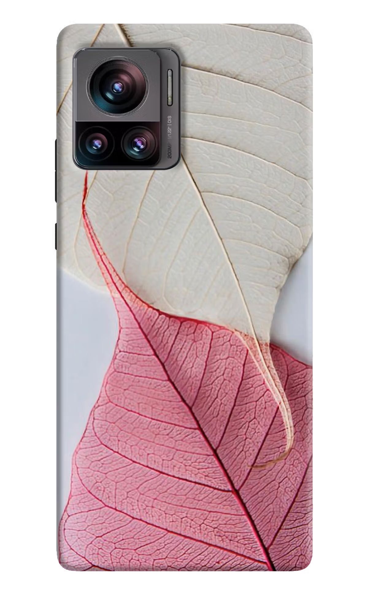 White Pink Leaf Moto Edge 30 Ultra Hard Case Back Cover by Casekaro