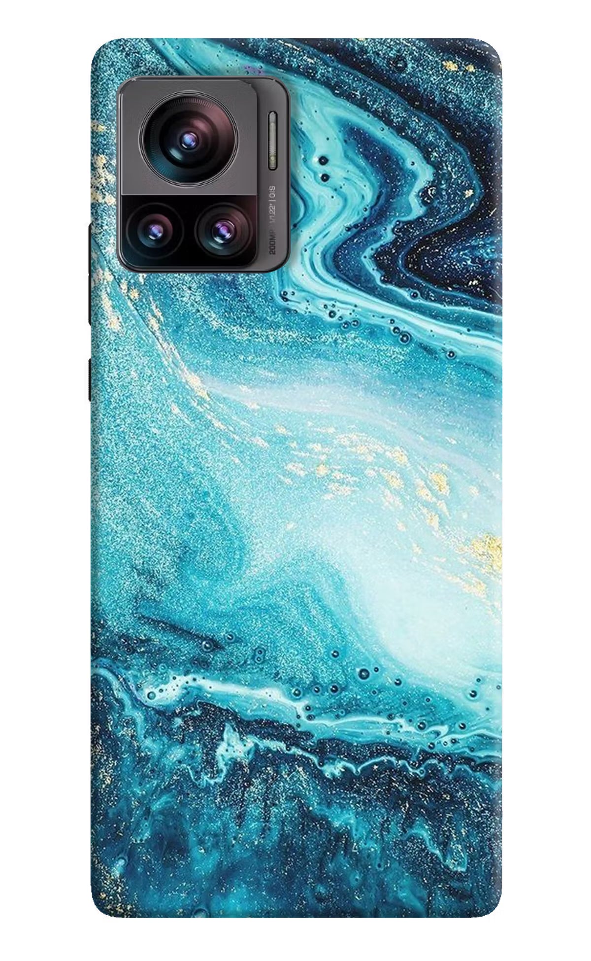 Blue Glitter Marble Moto Edge 30 Ultra Hard Case Back Cover by Casekaro
