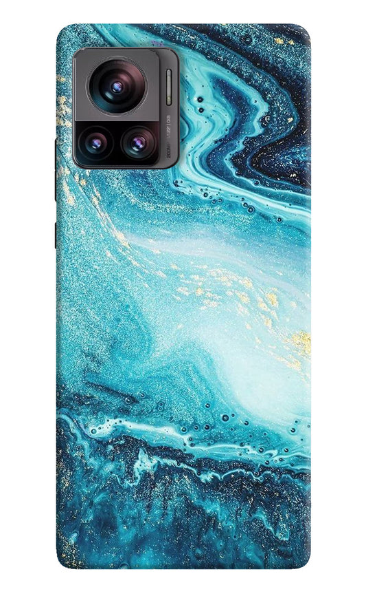 Blue Glitter Marble Moto Edge 30 Ultra Hard Case Back Cover by Casekaro