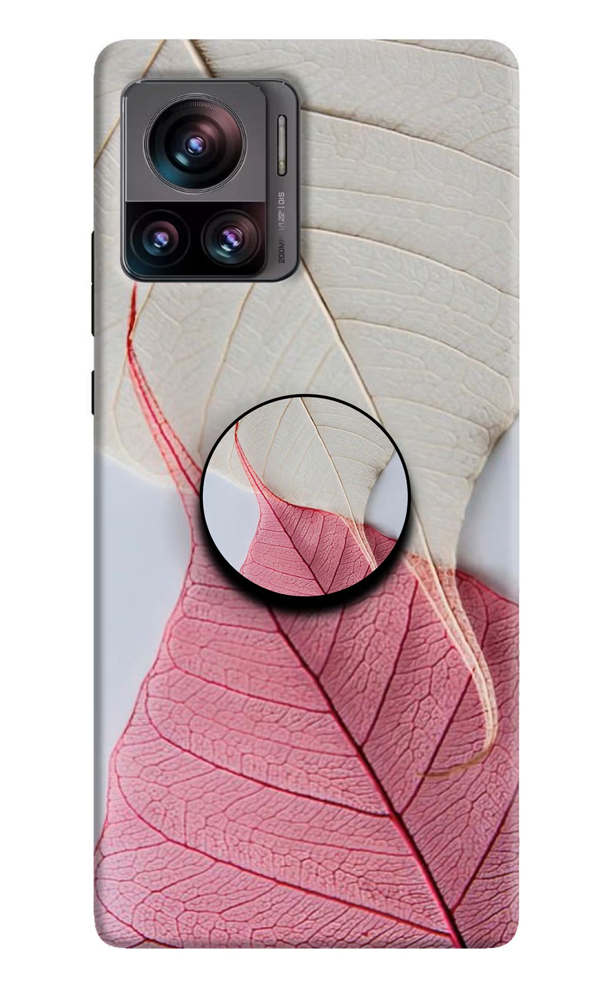 White Pink Leaf Moto Edge 30 Ultra Pop Case by Casekaro
