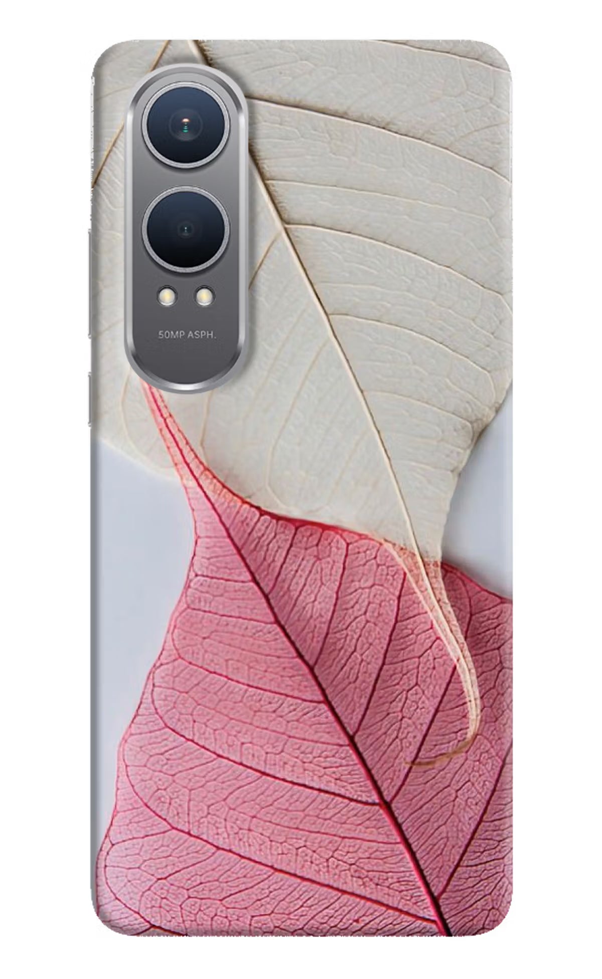 White Pink Leaf OnePlus Nord CE4 Lite Hard Case Back Cover by Casekaro