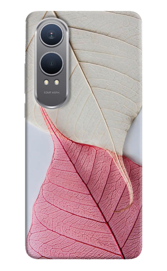 White Pink Leaf OnePlus Nord CE4 Lite Hard Case Back Cover by Casekaro