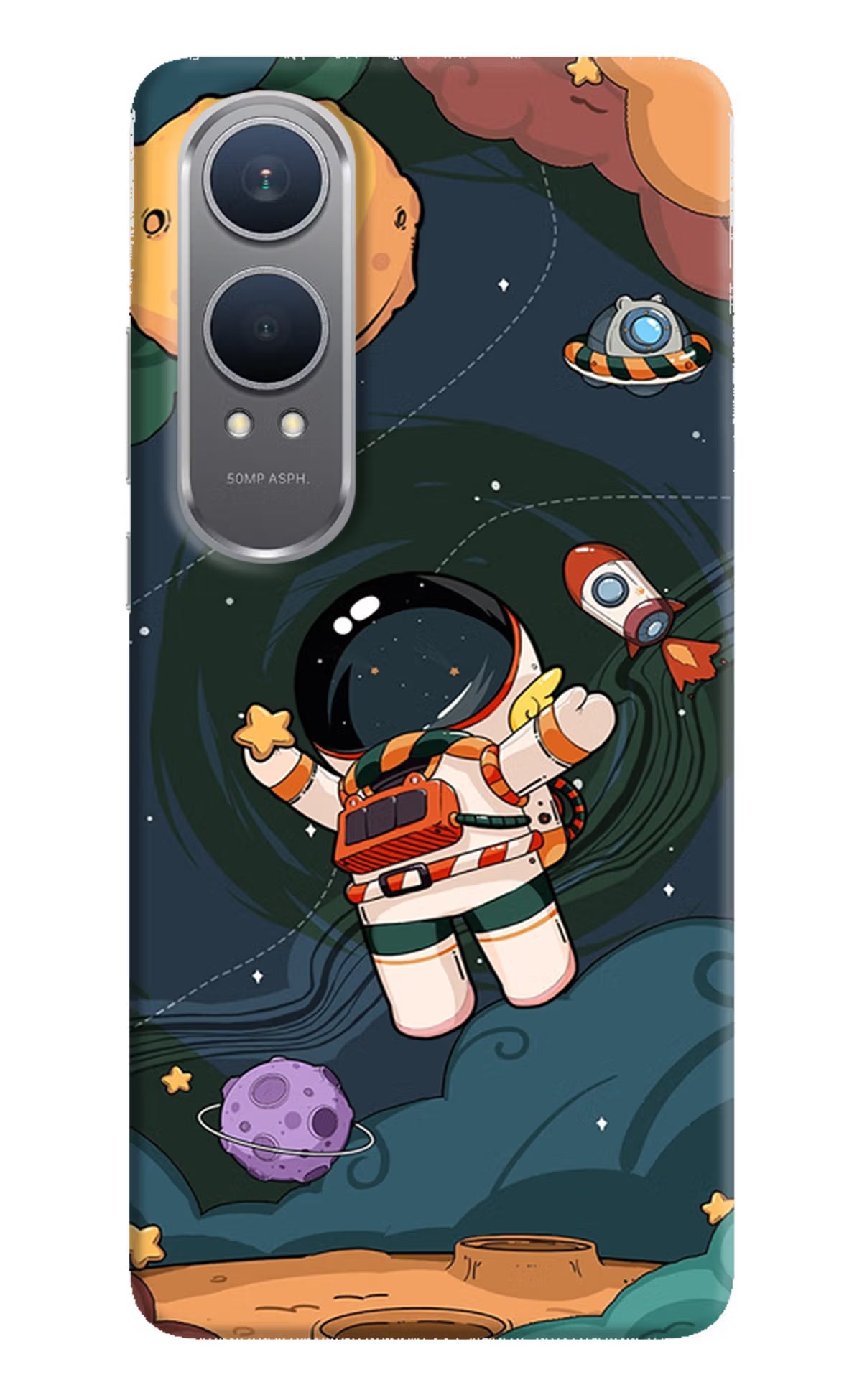 Cartoon Astronaut OnePlus Nord CE4 Lite Hard Case Back Cover by Casekaro