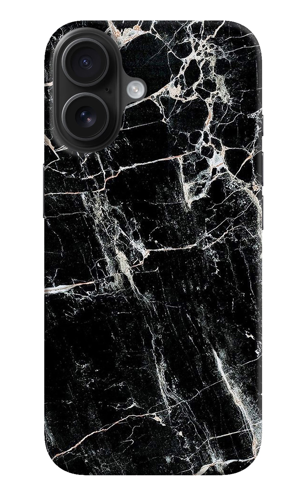 Black Marble Texture iPhone 16 Back Cover