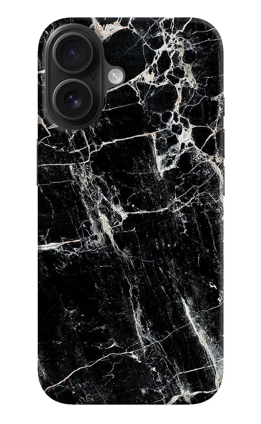 Black Marble Texture iPhone 16 Hard Case Back Cover by Casekaro
