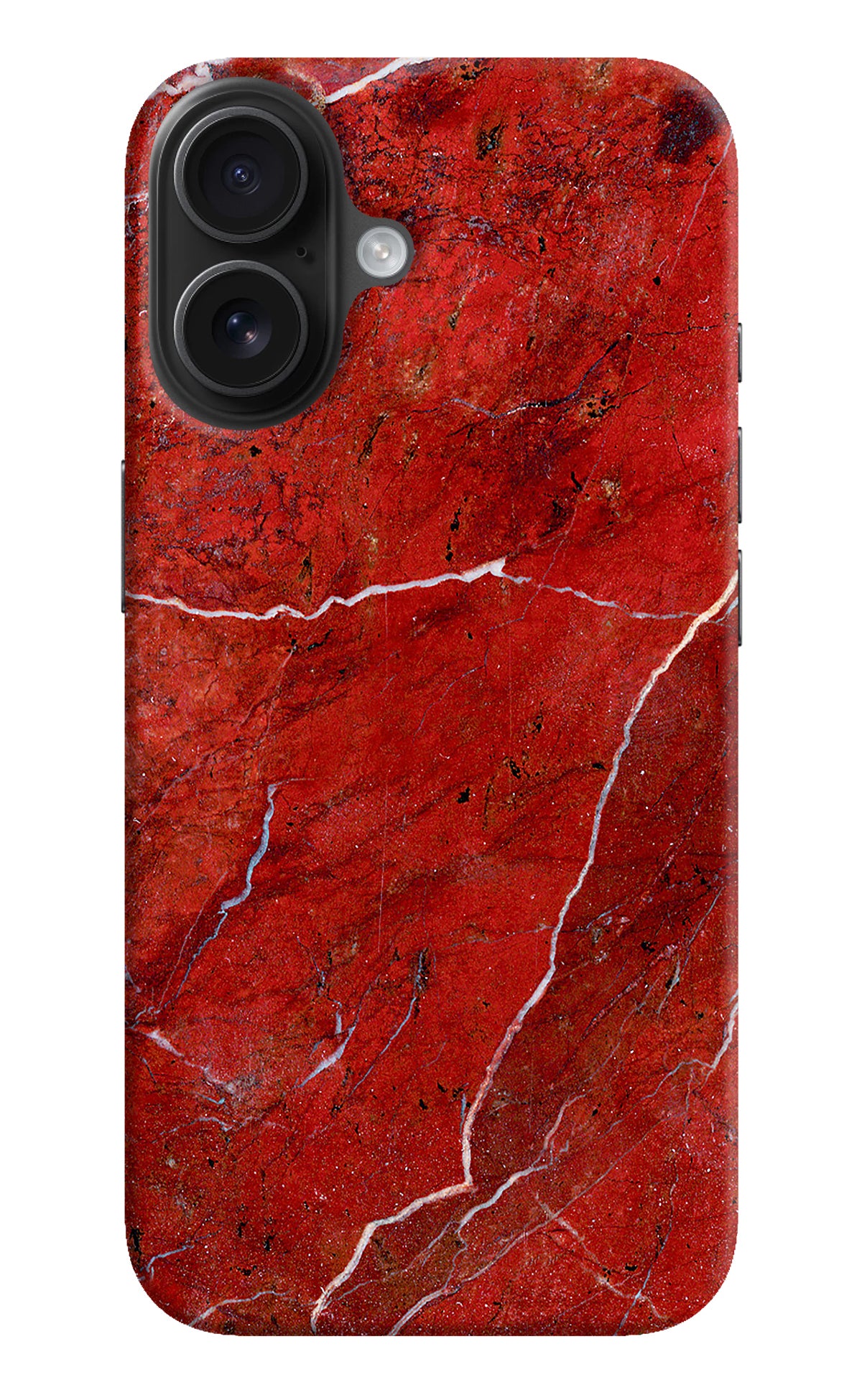 Red Marble Design iPhone 16 Back Cover