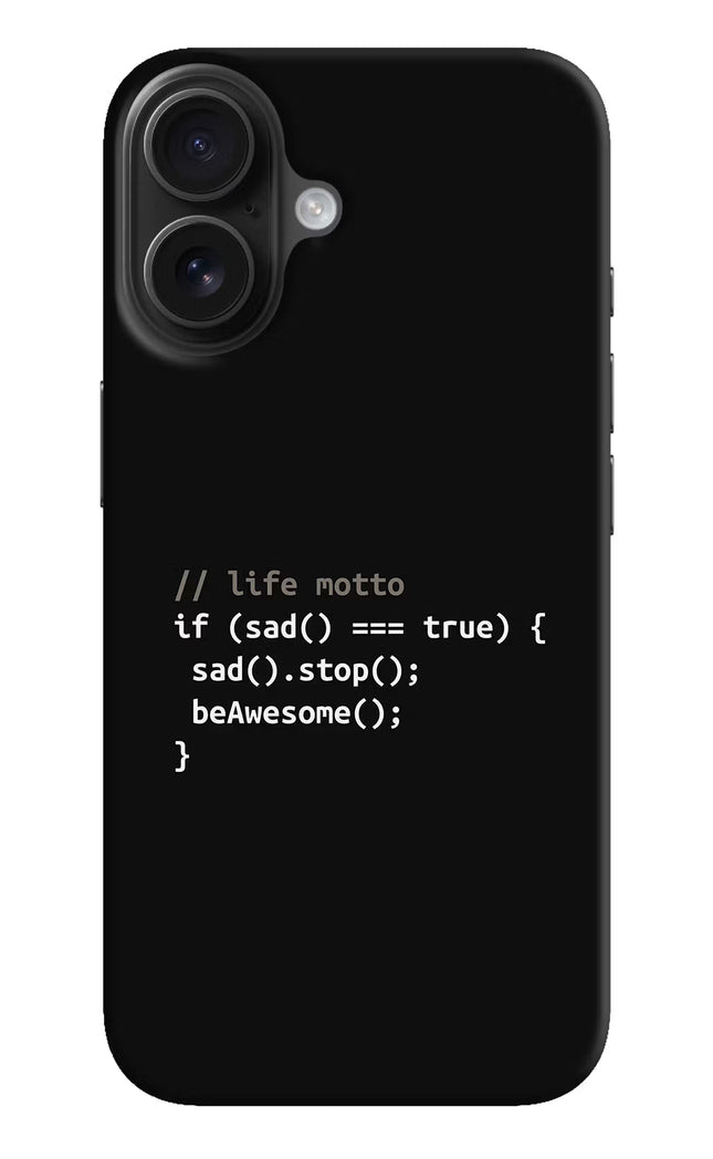 Life Motto Code iPhone 16 Hard Case Back Cover by Casekaro