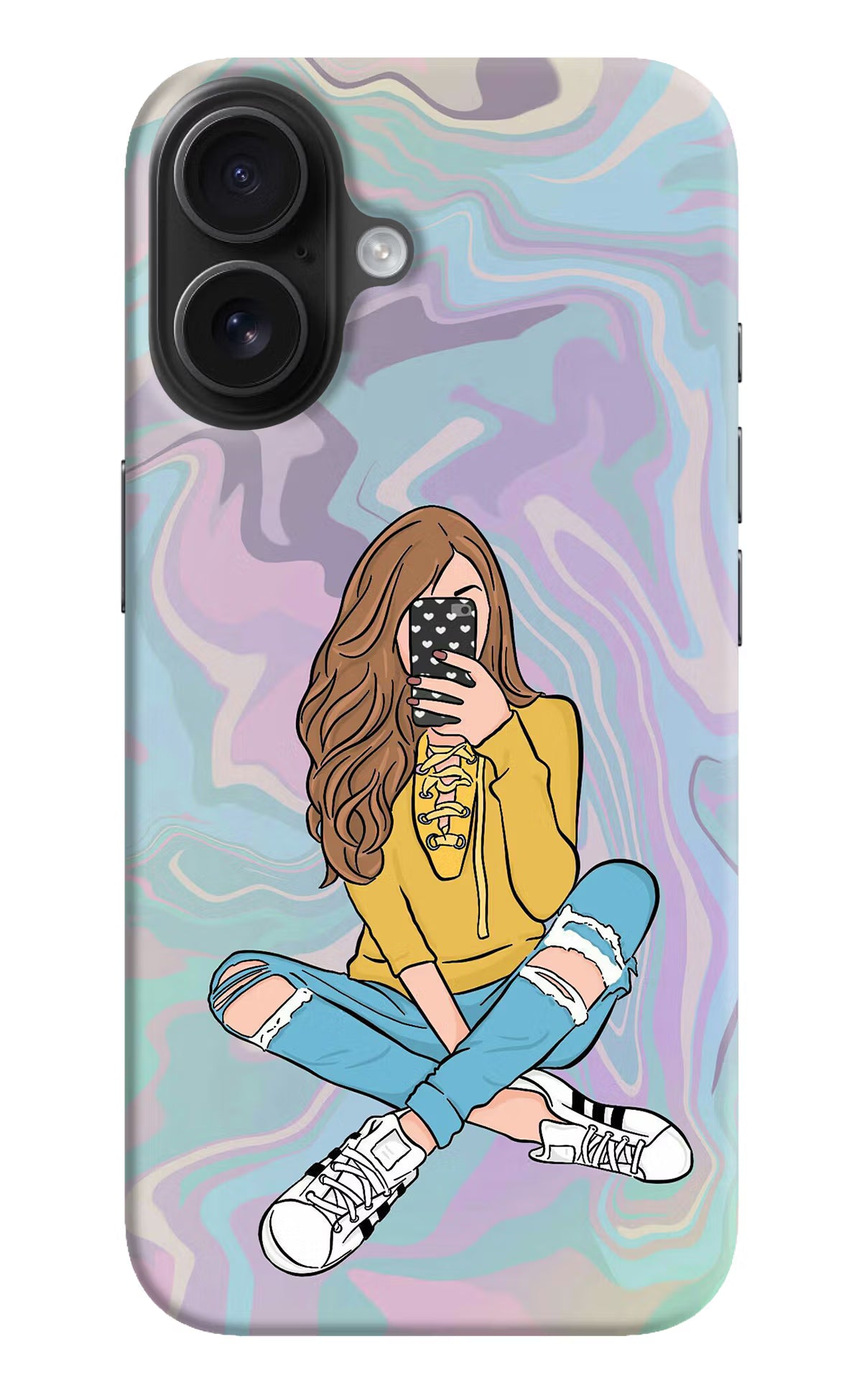 Selfie Girl iPhone 16 Hard Case Back Cover by Casekaro