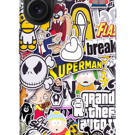 Sticker Bomb iPhone 16 Hard Case Back Cover by Casekaro