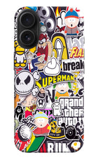Sticker Bomb iPhone 16 Hard Case Back Cover by Casekaro