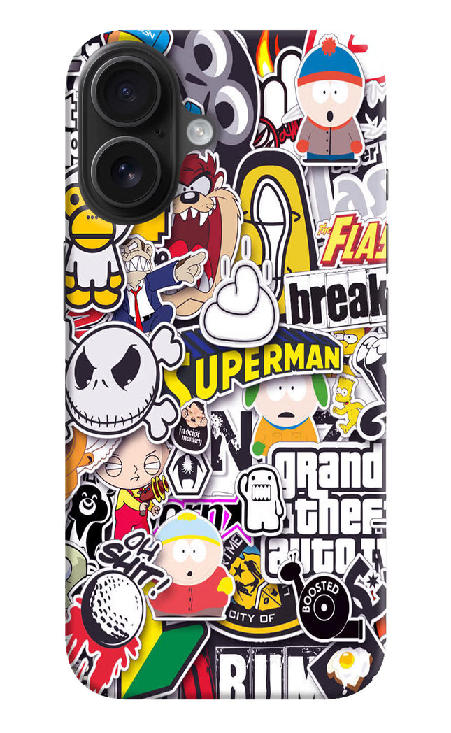 Sticker Bomb iPhone 16 Hard Case Back Cover by Casekaro