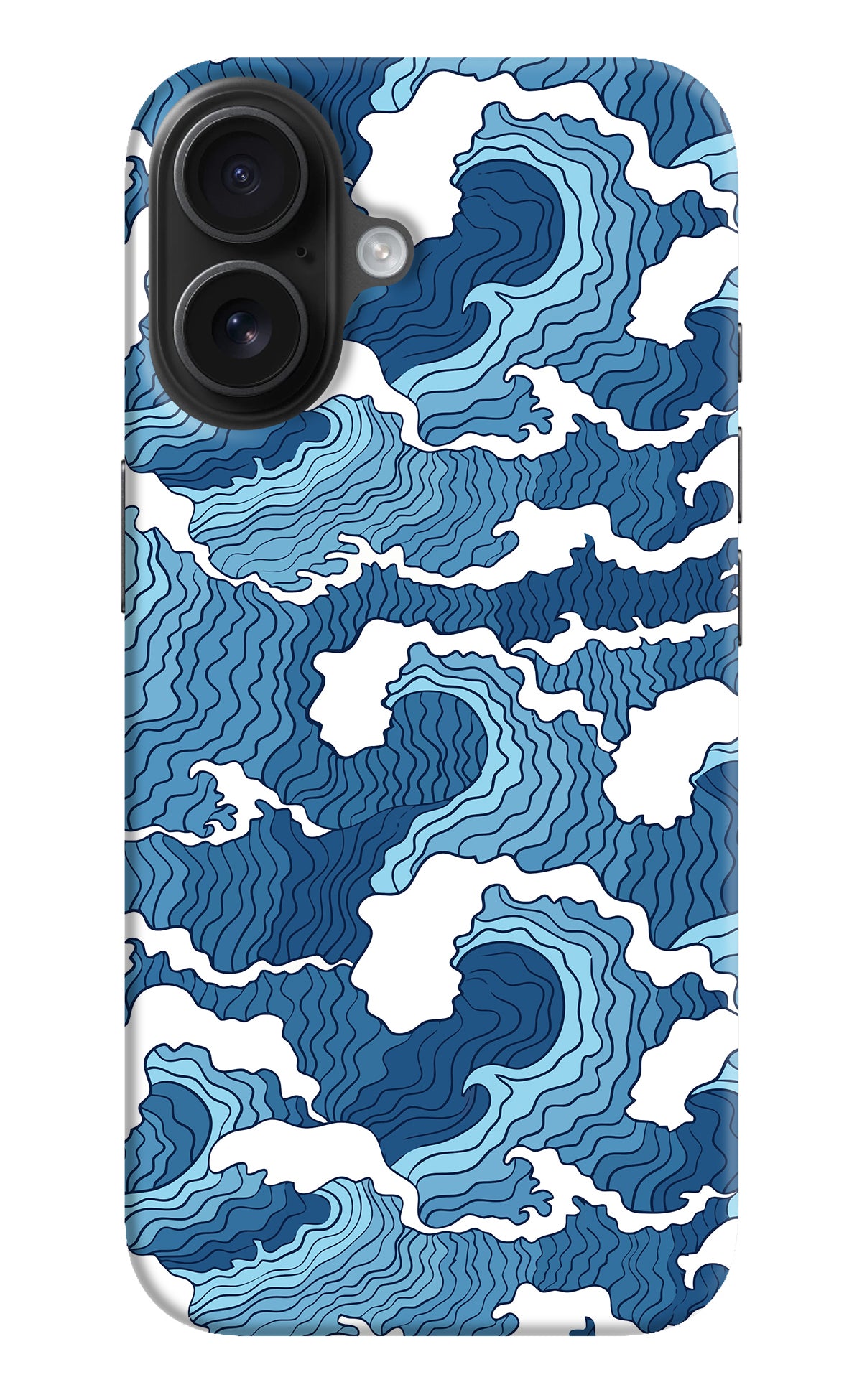 Blue Waves iPhone 16 Back Cover