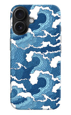 Blue Waves iPhone 16 Hard Case Back Cover by Casekaro