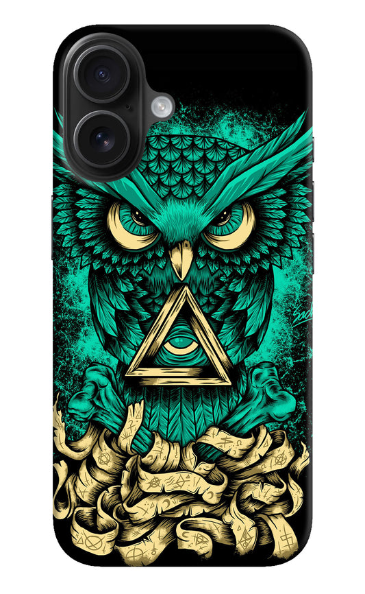 Green Owl iPhone 16 Back Cover