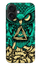 Green Owl iPhone 16 Hard Case Back Cover by Casekaro