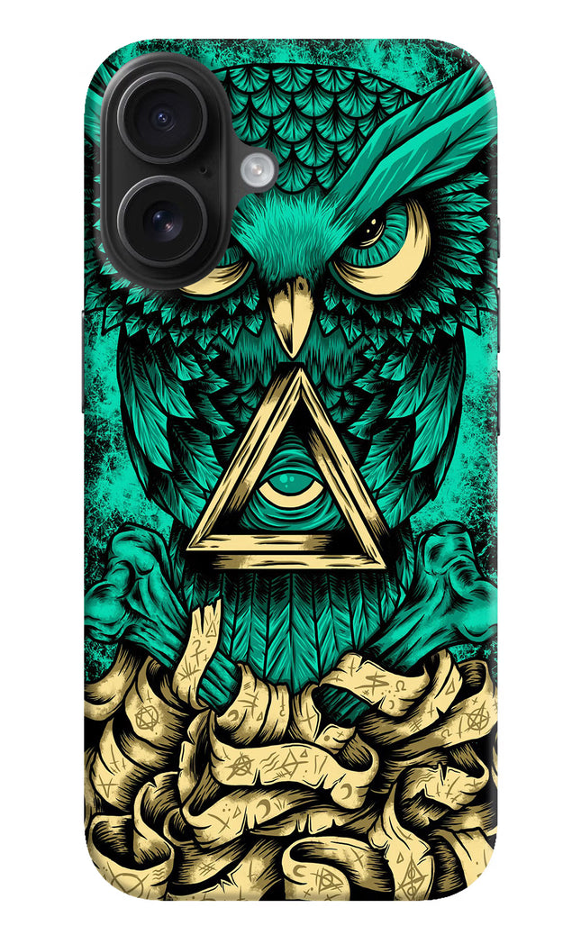 Green Owl iPhone 16 Hard Case Back Cover by Casekaro