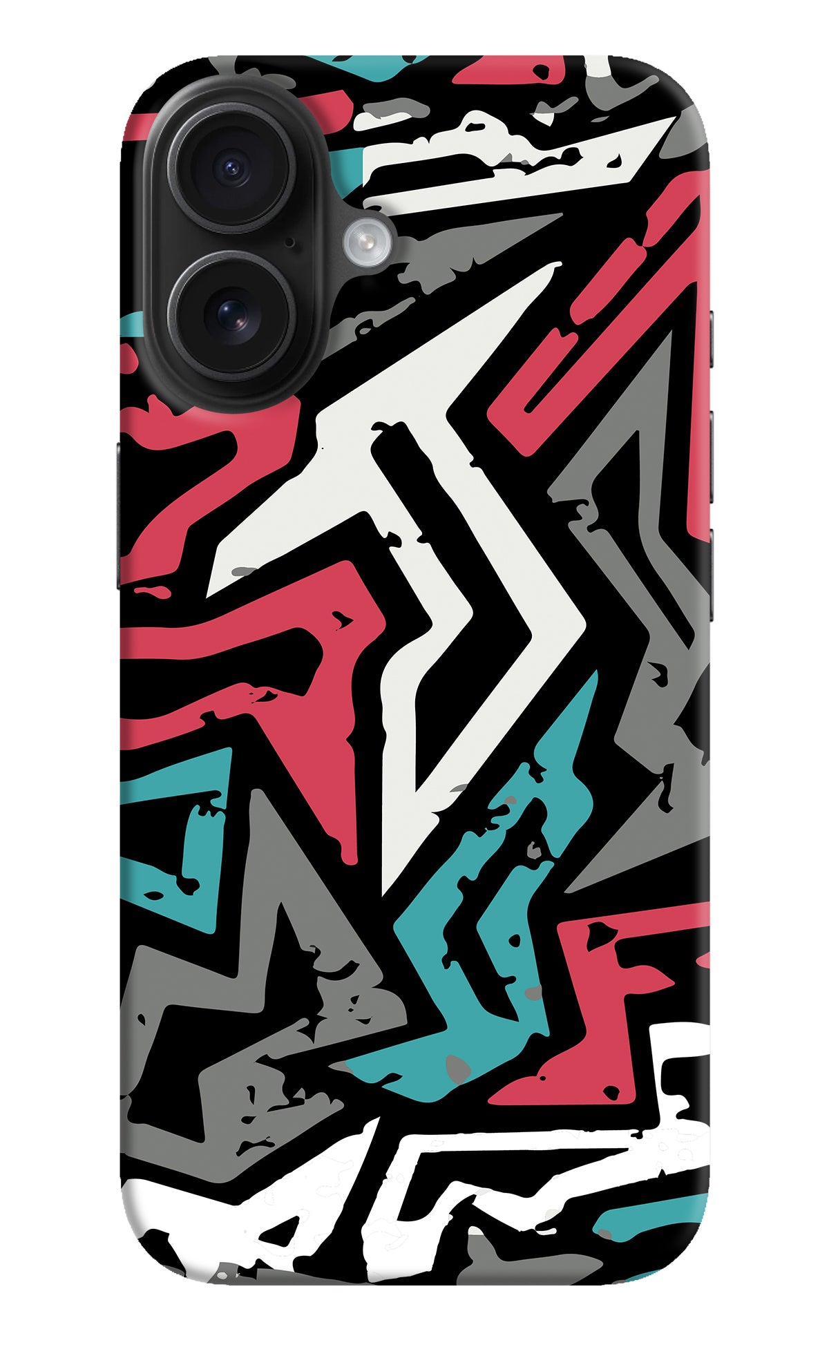 Geometric Graffiti iPhone 16 Back Cover