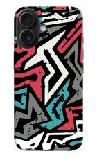 Geometric Graffiti iPhone 16 Hard Case Back Cover by Casekaro