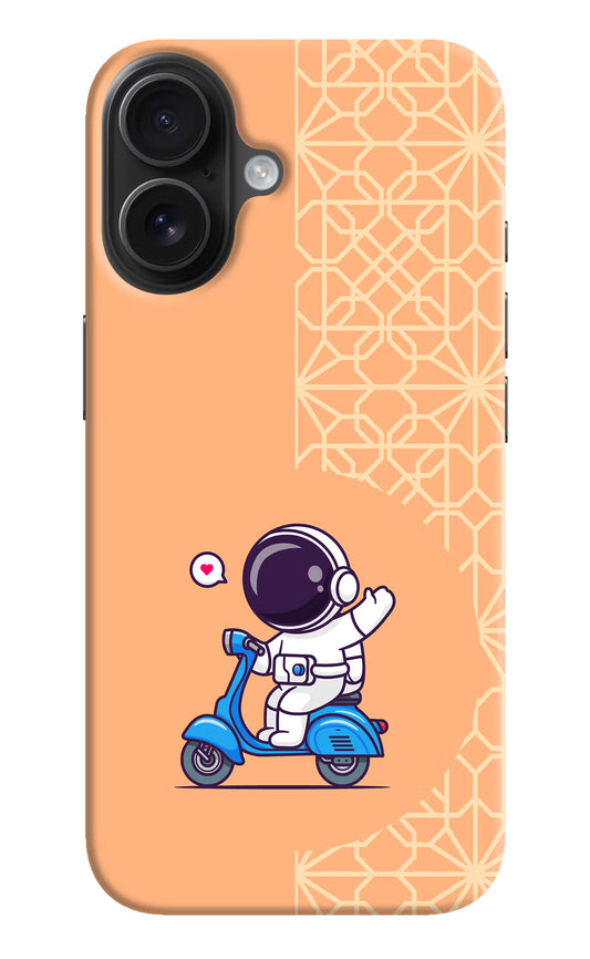 Cute Astronaut Riding iPhone 16 Hard Case Back Cover by Casekaro