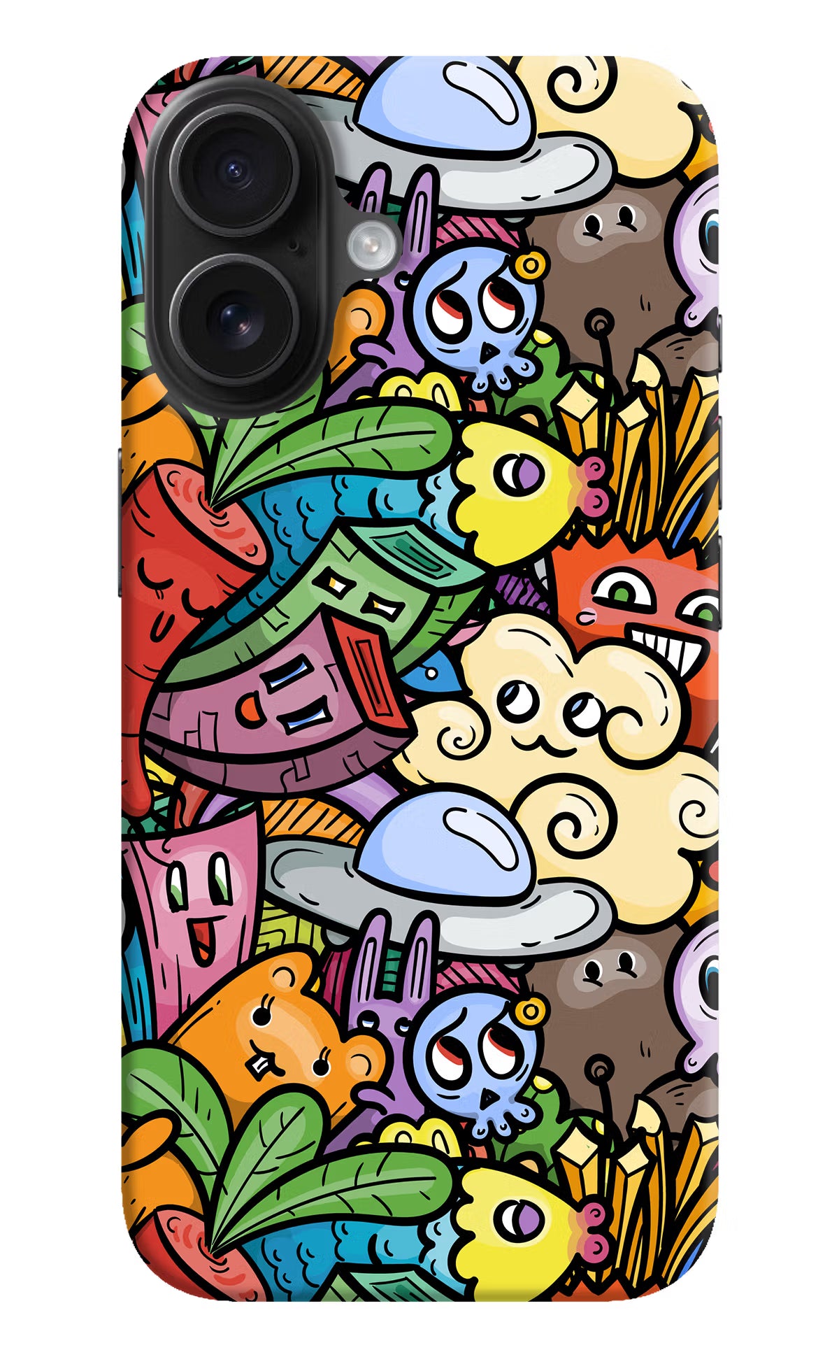Veggie Doodle iPhone 16 Hard Case Back Cover by Casekaro