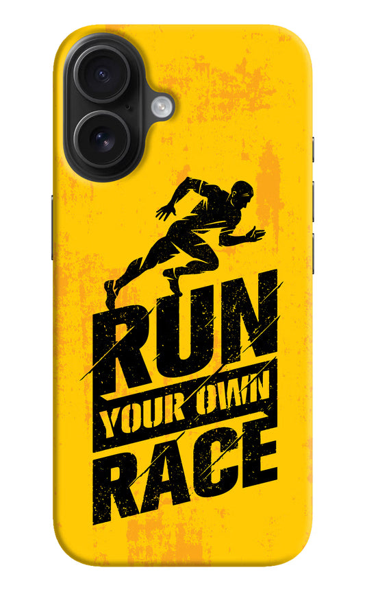 Run Your Own Race iPhone 16 Hard Case Back Cover by Casekaro