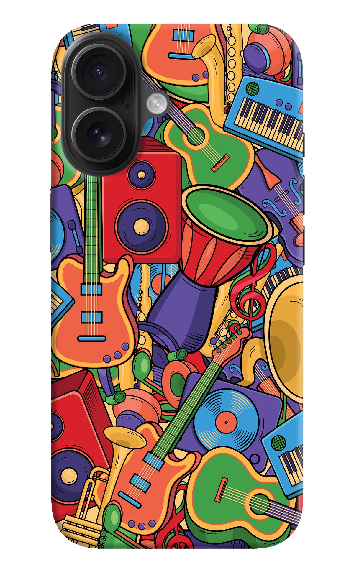 Music Instrument Doodle iPhone 16 Back Cover