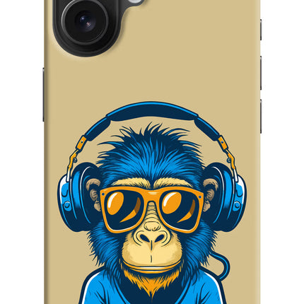 Monkey Headphone iPhone 16 Hard Case Back Cover by Casekaro