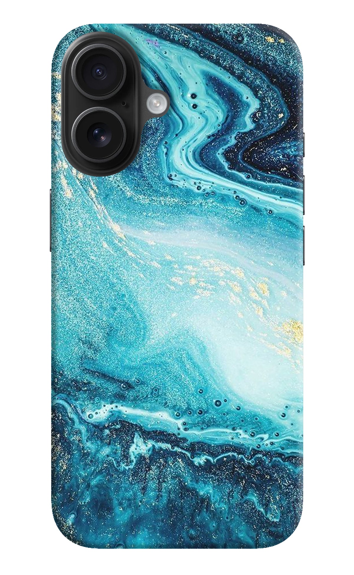 Blue Glitter Marble iPhone 16 Back Cover