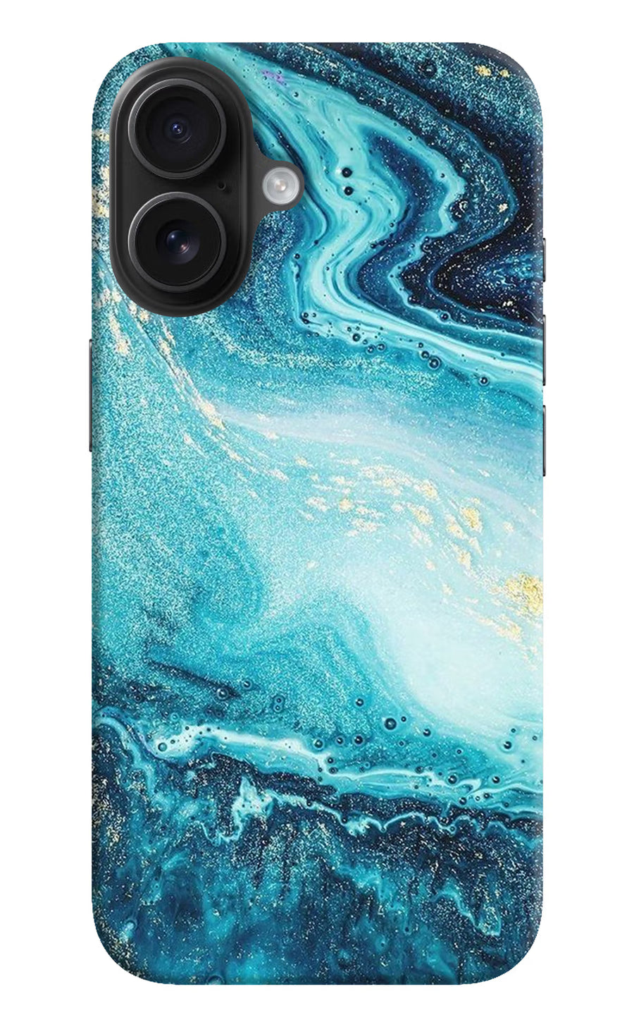 Blue Glitter Marble iPhone 16 Back Cover, Hard case