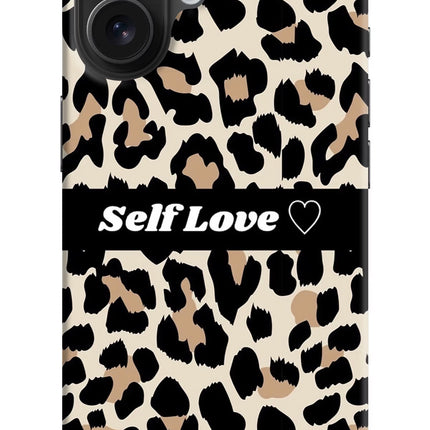 Leopard Print Self Love iPhone 16 Hard Case Back Cover by Casekaro